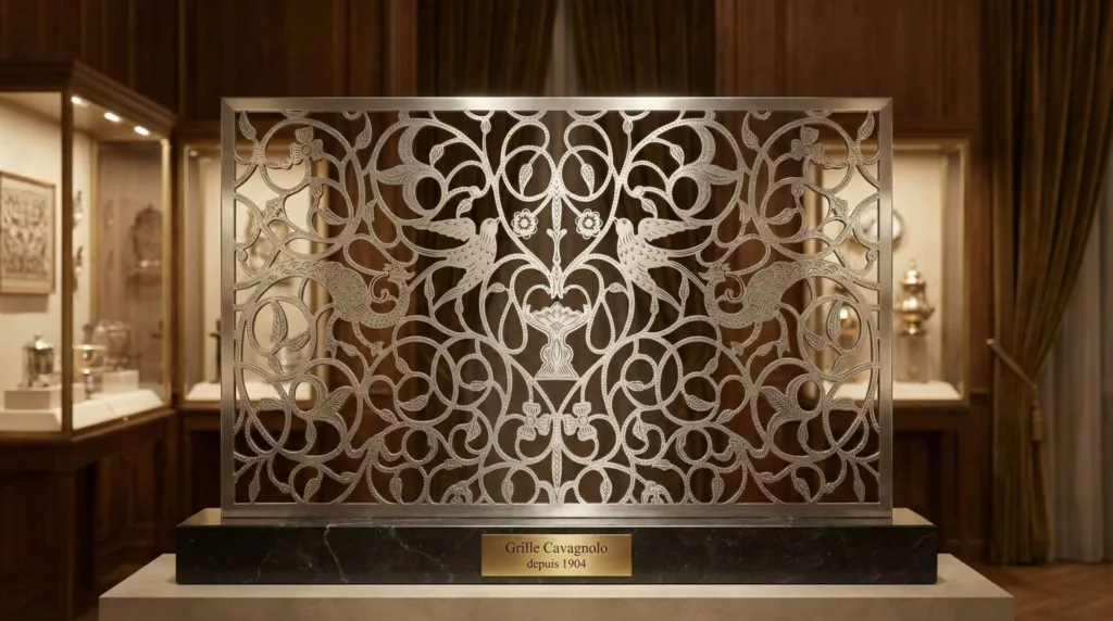 Grille d'un accordéon Cavagnolo exposée dans un musée