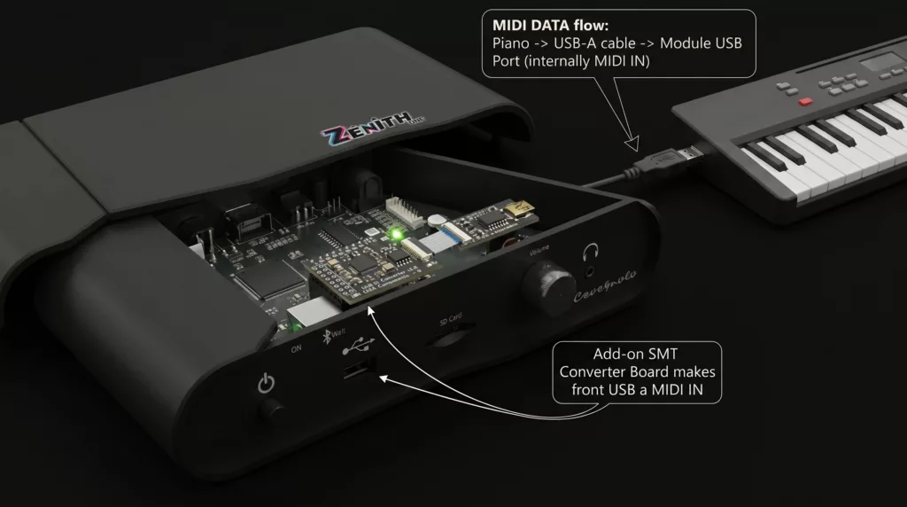 carte MIDI IN to host pour Zenith One